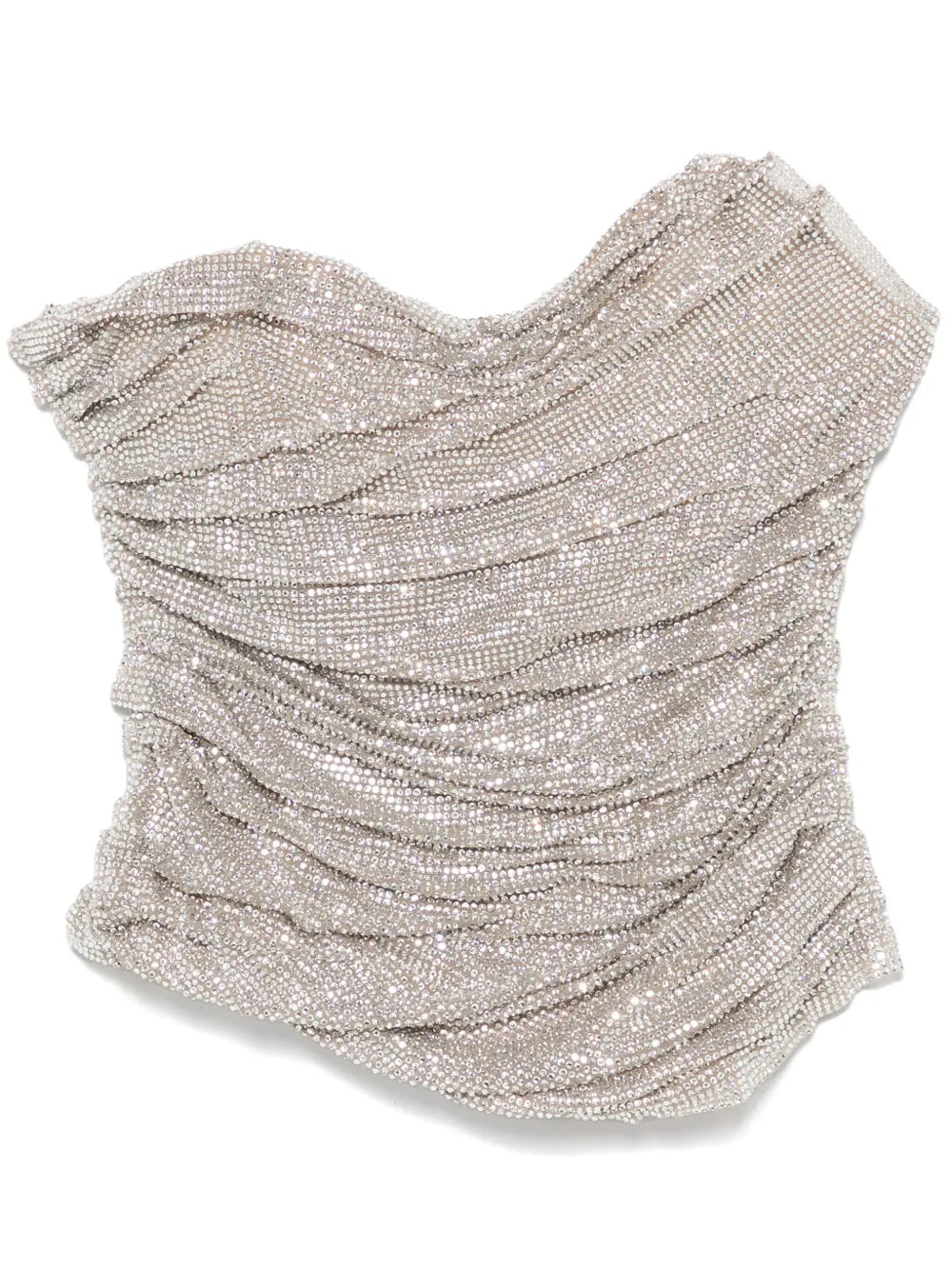 Crystal-Embellished Asymmetric Crop Top