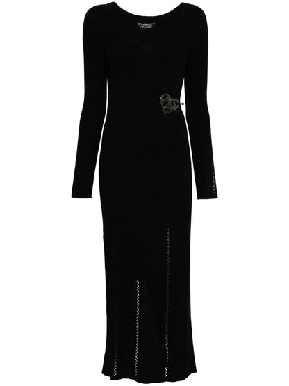 Brooch-Detail Maxi Dress