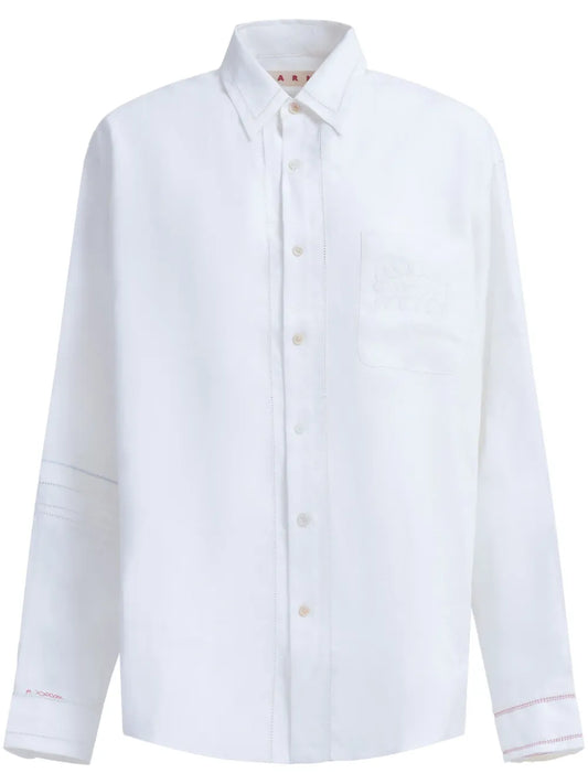 Lace-Embroidered Shirt