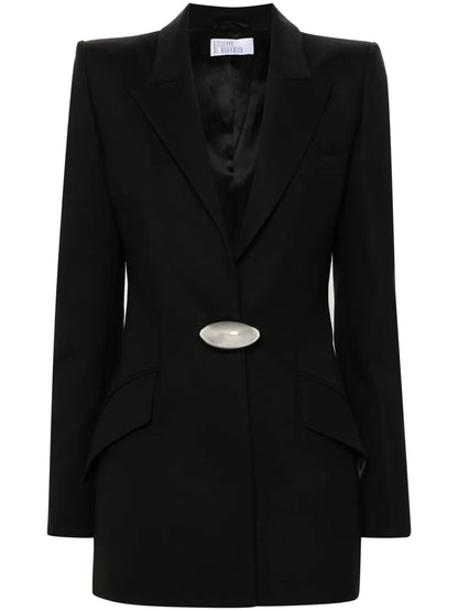 Brooch-Appliqué Blazer