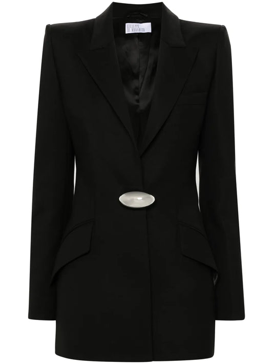 Brooch-Appliqué Blazer