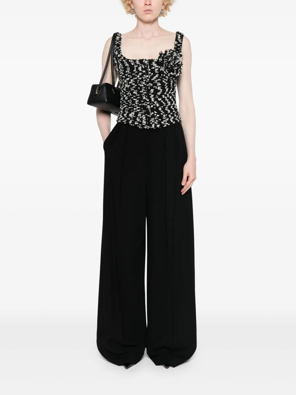 Floral-Appliqué Bustier Top