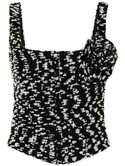 Floral-Appliqué Bustier Top