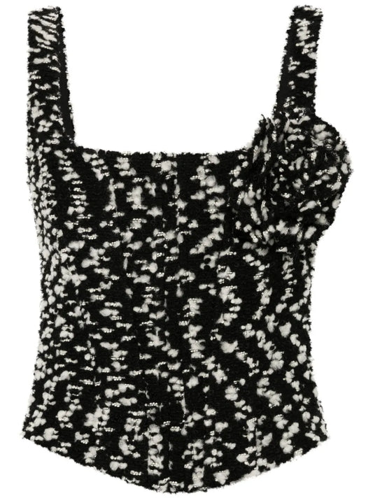 Floral-Appliqué Bustier Top