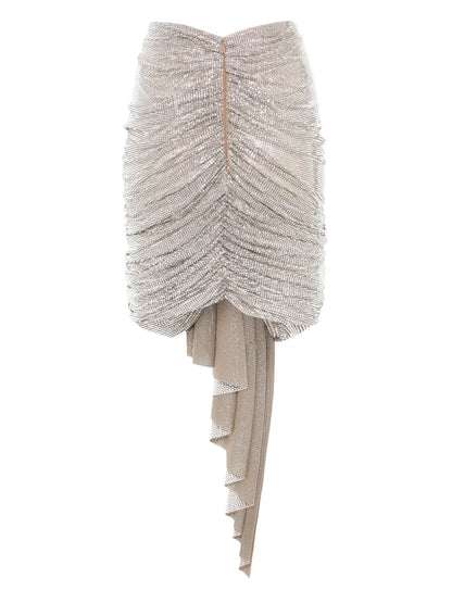 Crystal-Embellished Asymmetric Mini Skirt