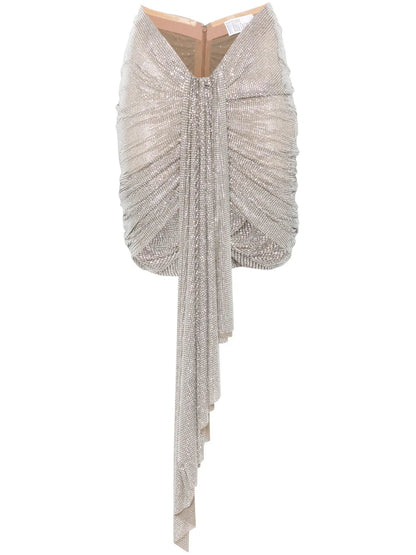 Crystal-Embellished Asymmetric Mini Skirt
