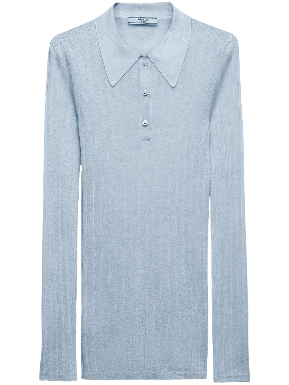 Ribbed Cashmere-Silk Polo Top