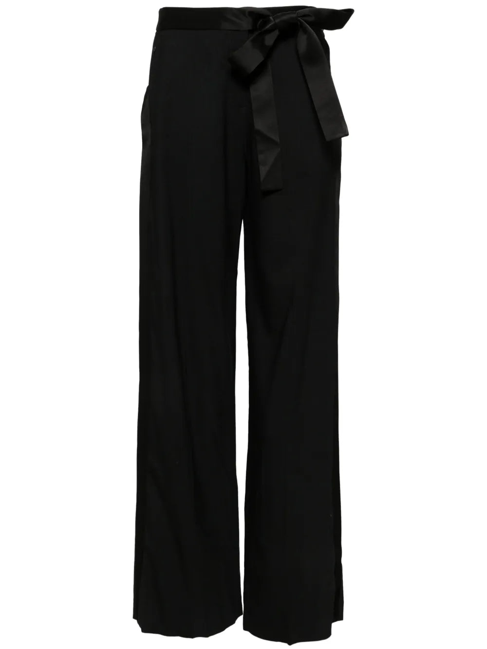 Satin Bow Wide-Leg Trousers