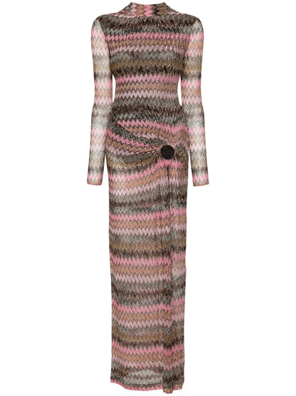 Cut-Out Chevron Maxi Dress