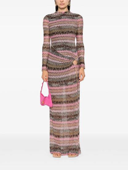 Cut-Out Chevron Maxi Dress
