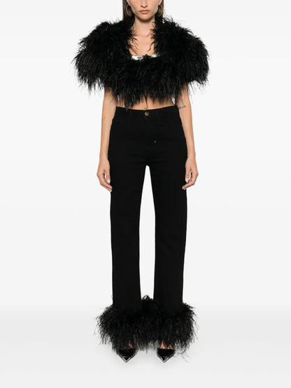 Feather-Trim Jeans