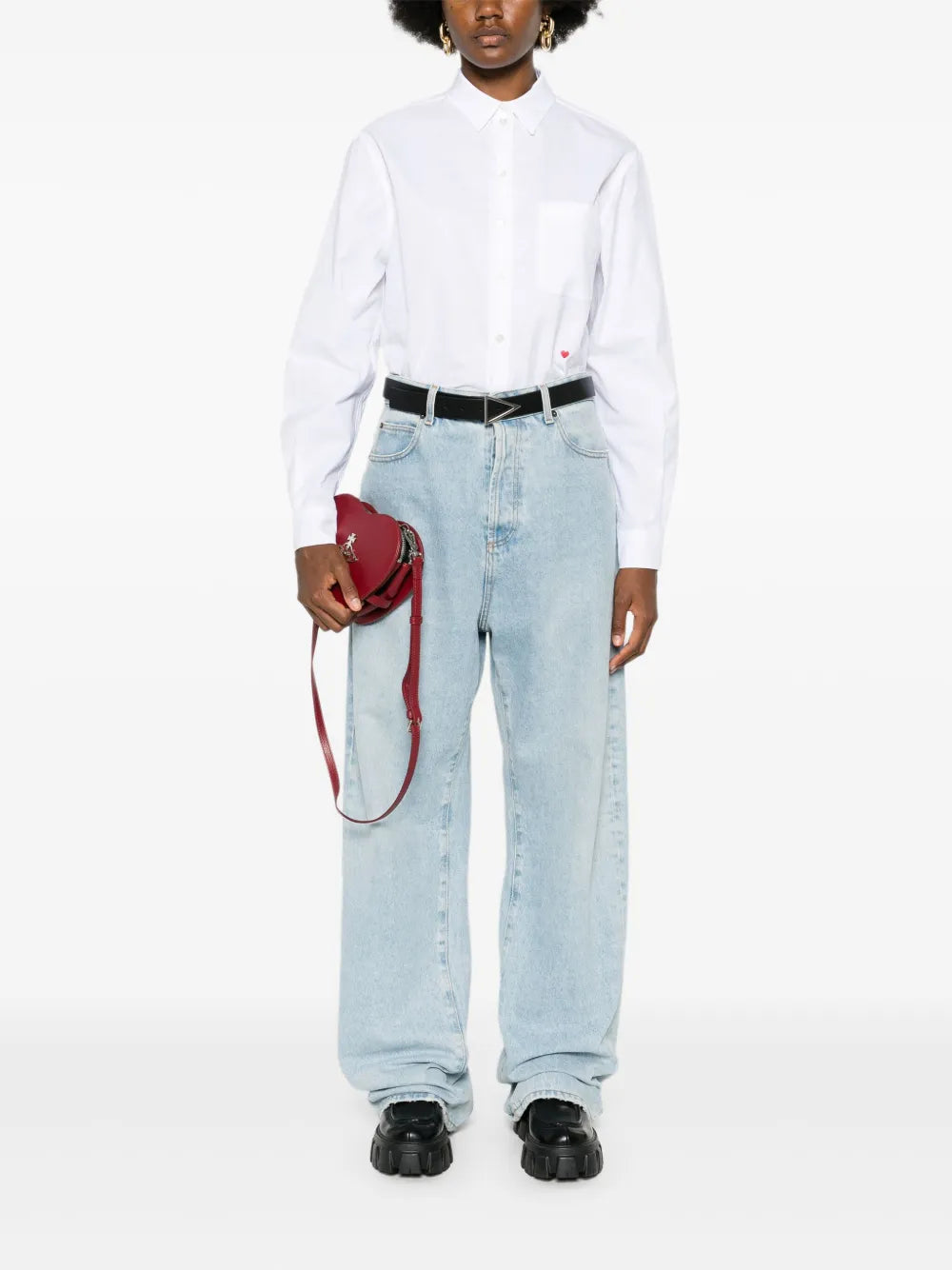 Heart-Embroidered Shirt