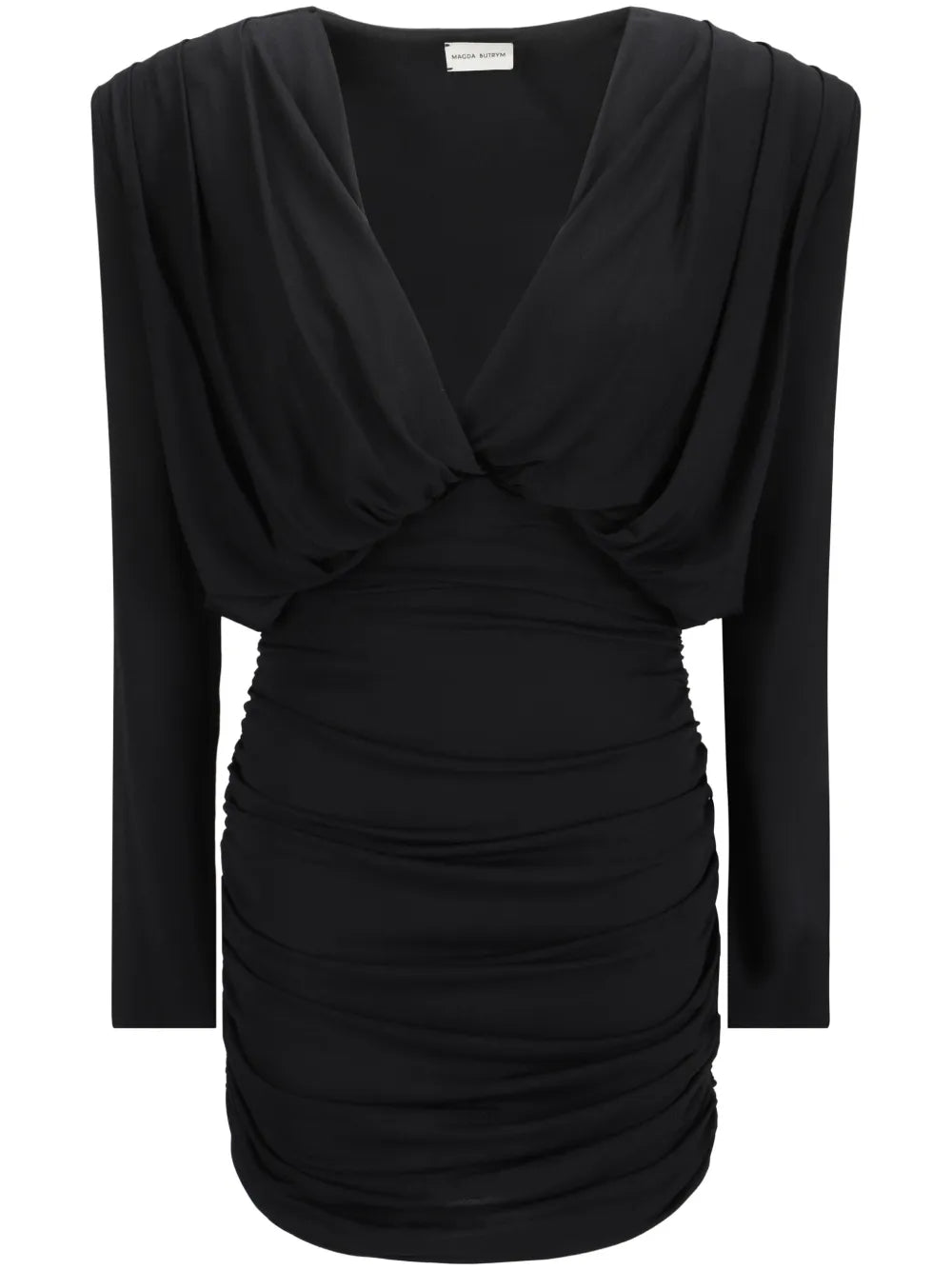 Plunge-Neck Draped Mini Dress