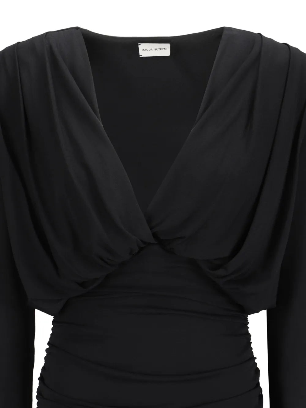 Plunge-Neck Draped Mini Dress