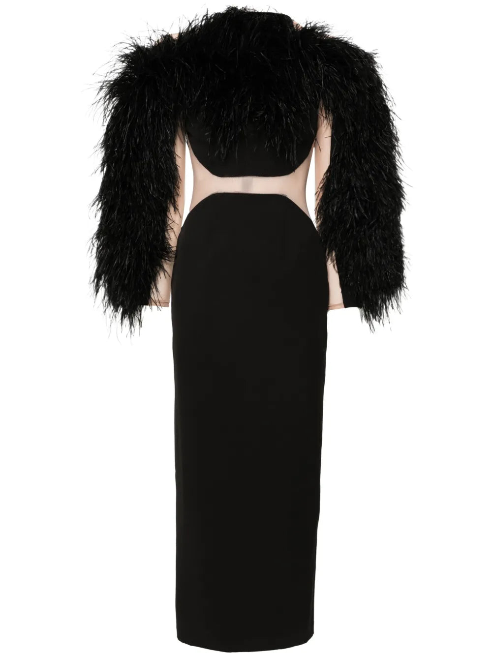 Feather-Trim Maxi Dress