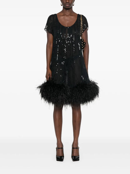 Sequin-Embellished Midi Dress