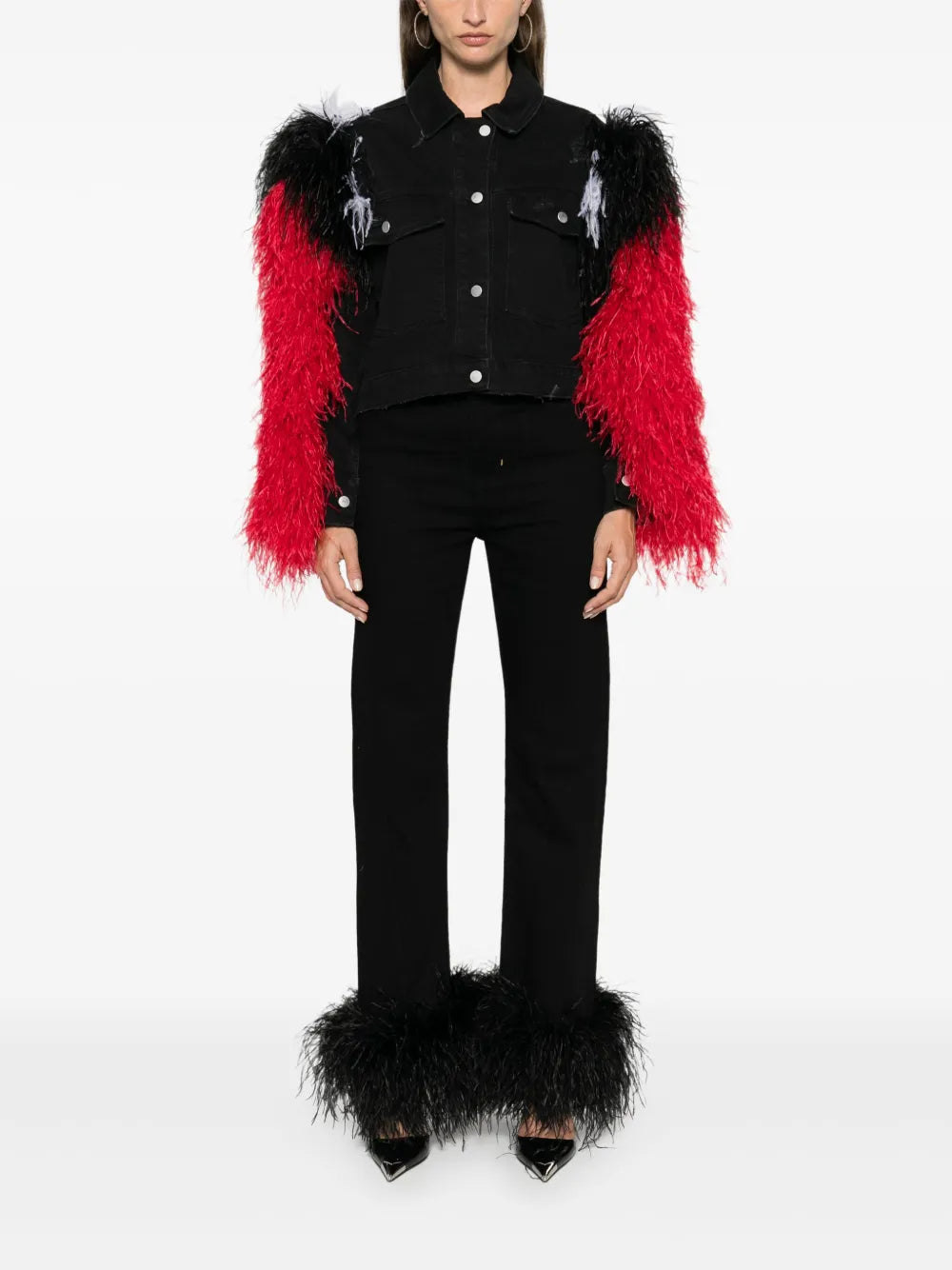 Feather-Detail Denim Jacket