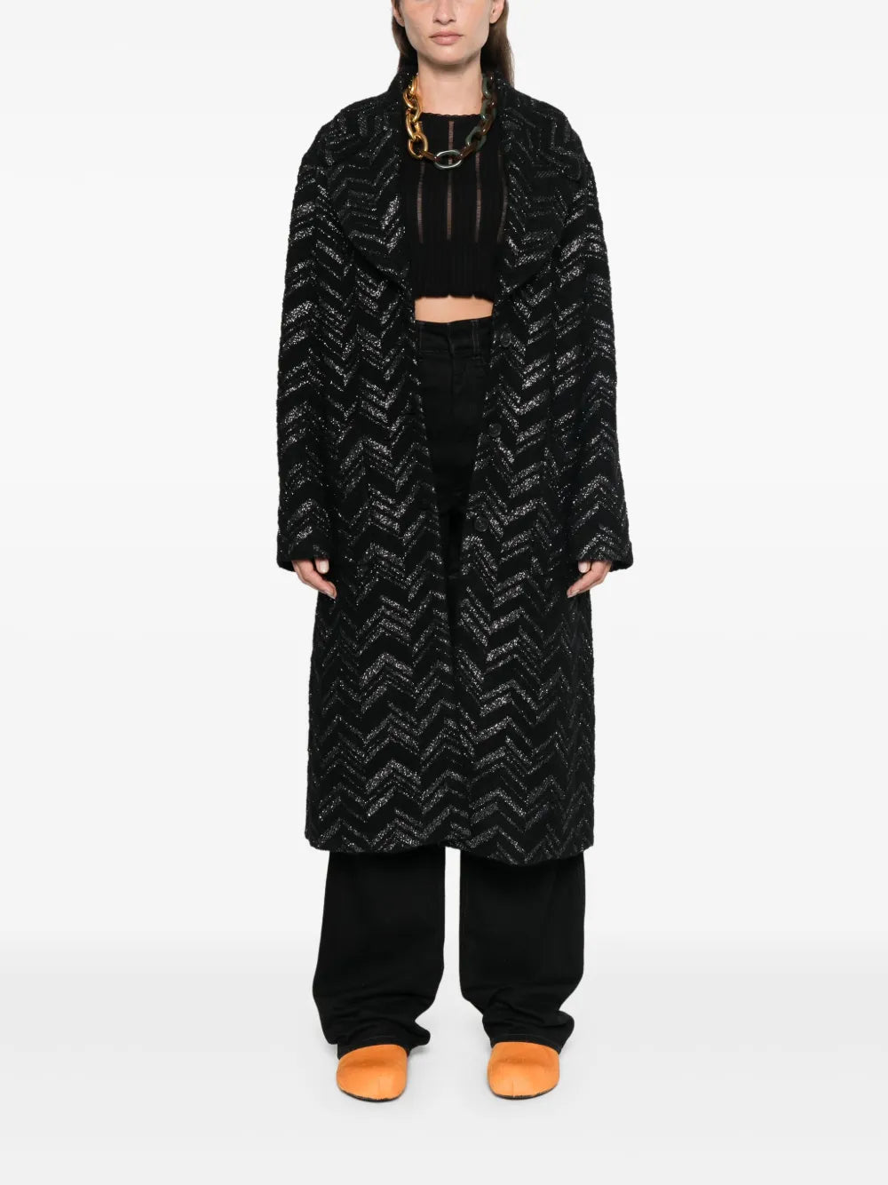 Chevron Bouclé Coat