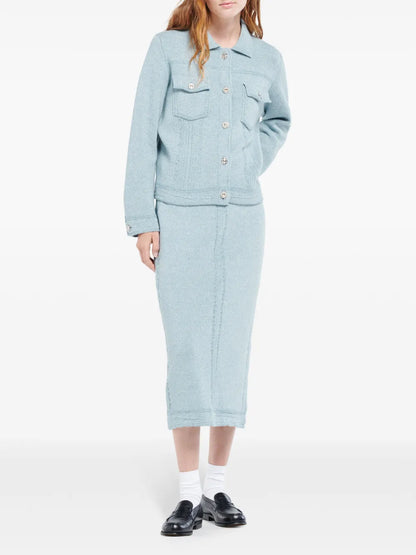 Contrast-Stitching Denim-Effect Jacket