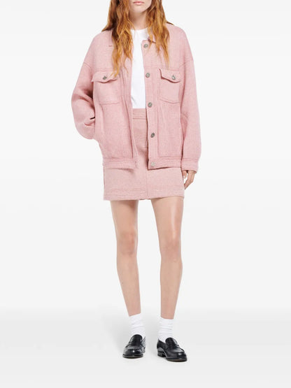 Contrast-Stitching Denim-Effect Jacket