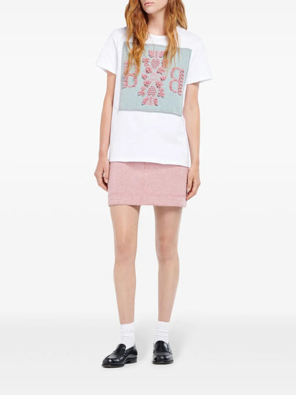 Contrast-Stitch Mini Skirt