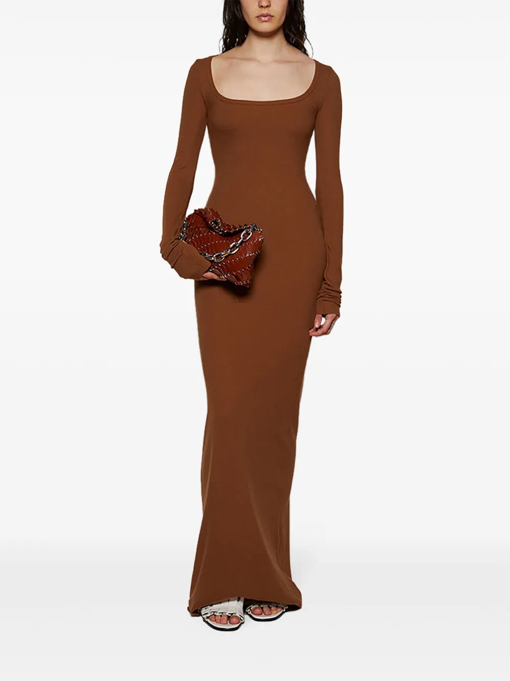 Square-Neck Slim-Fit Maxi Dress