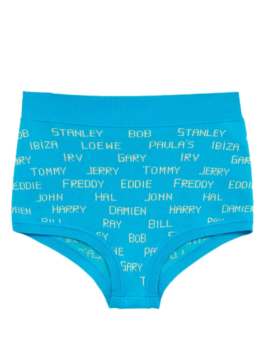 Text-Print Mini Shorts