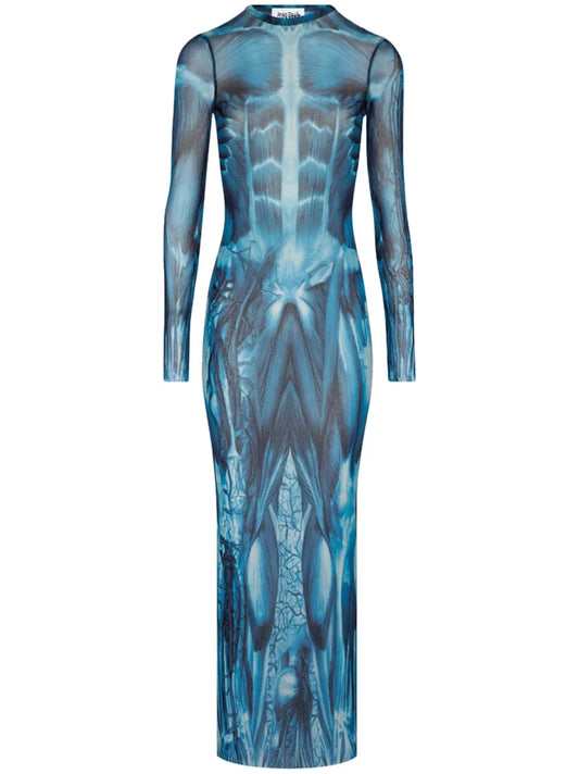 Écorché-Print Dress