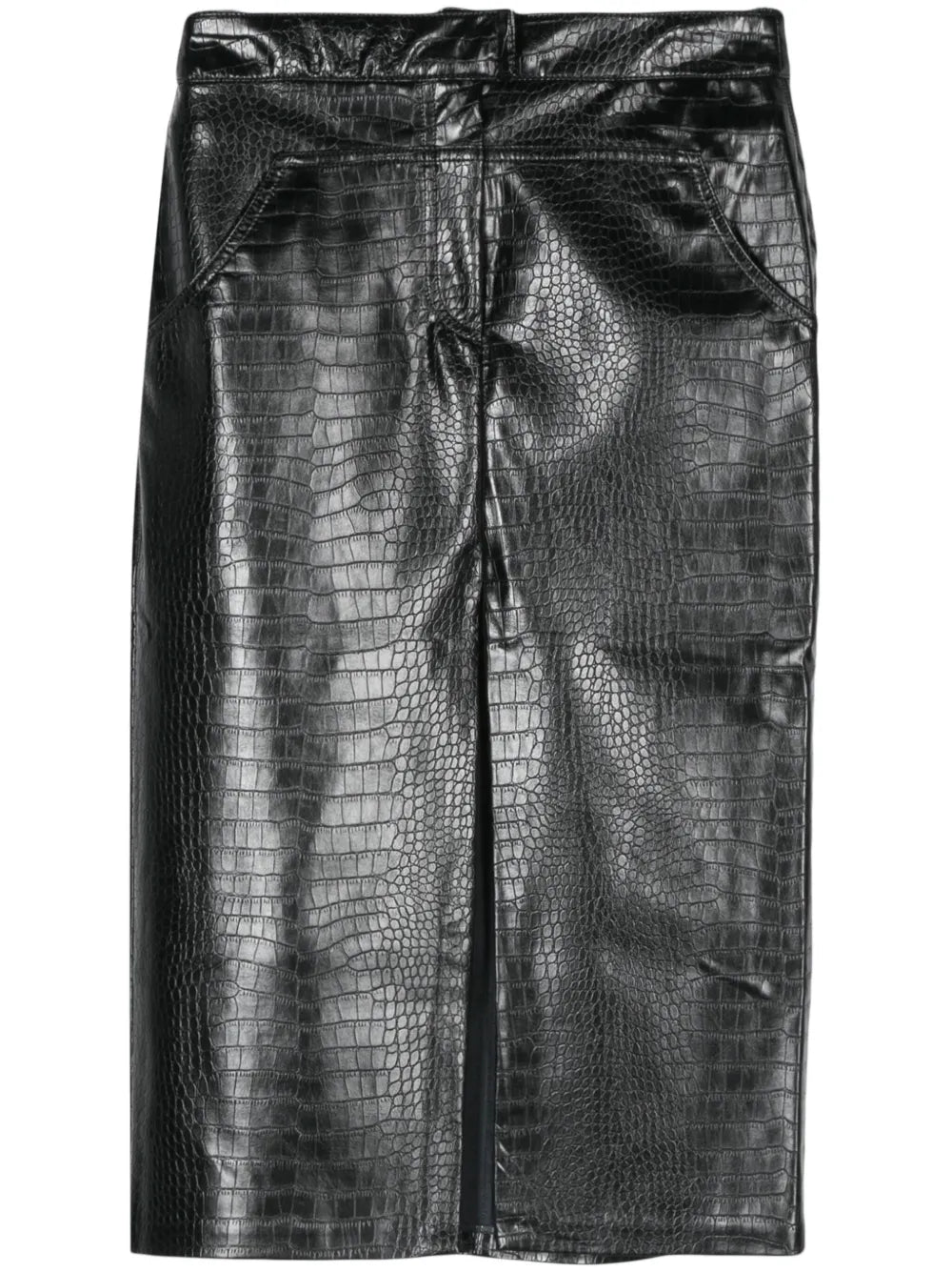 Croc-Embossed Midi Skirt