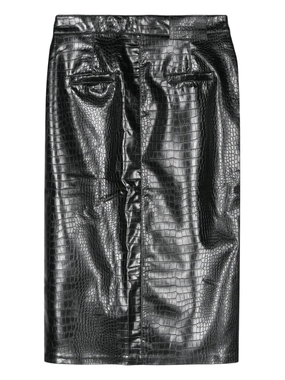 Croc-Embossed Midi Skirt