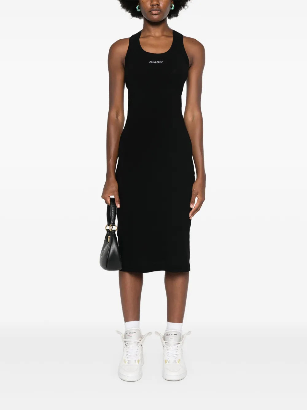 Embroidered-Logo Midi Dress