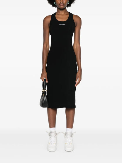 Embroidered-Logo Midi Dress