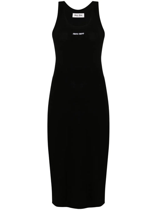 Embroidered-Logo Midi Dress
