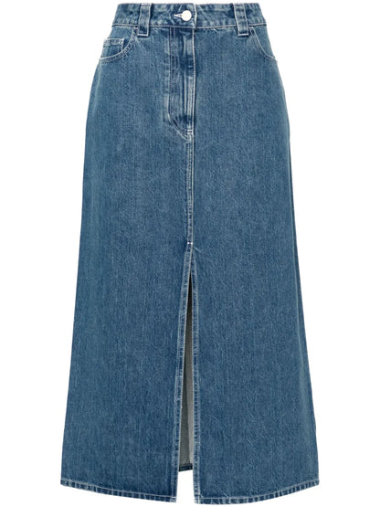 Logo-Patch Denim Skirt
