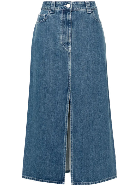 Logo-Patch Denim Skirt