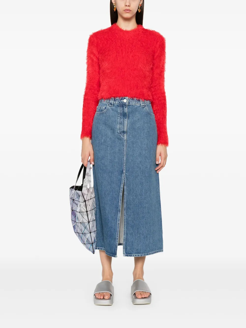 Logo-Patch Denim Skirt