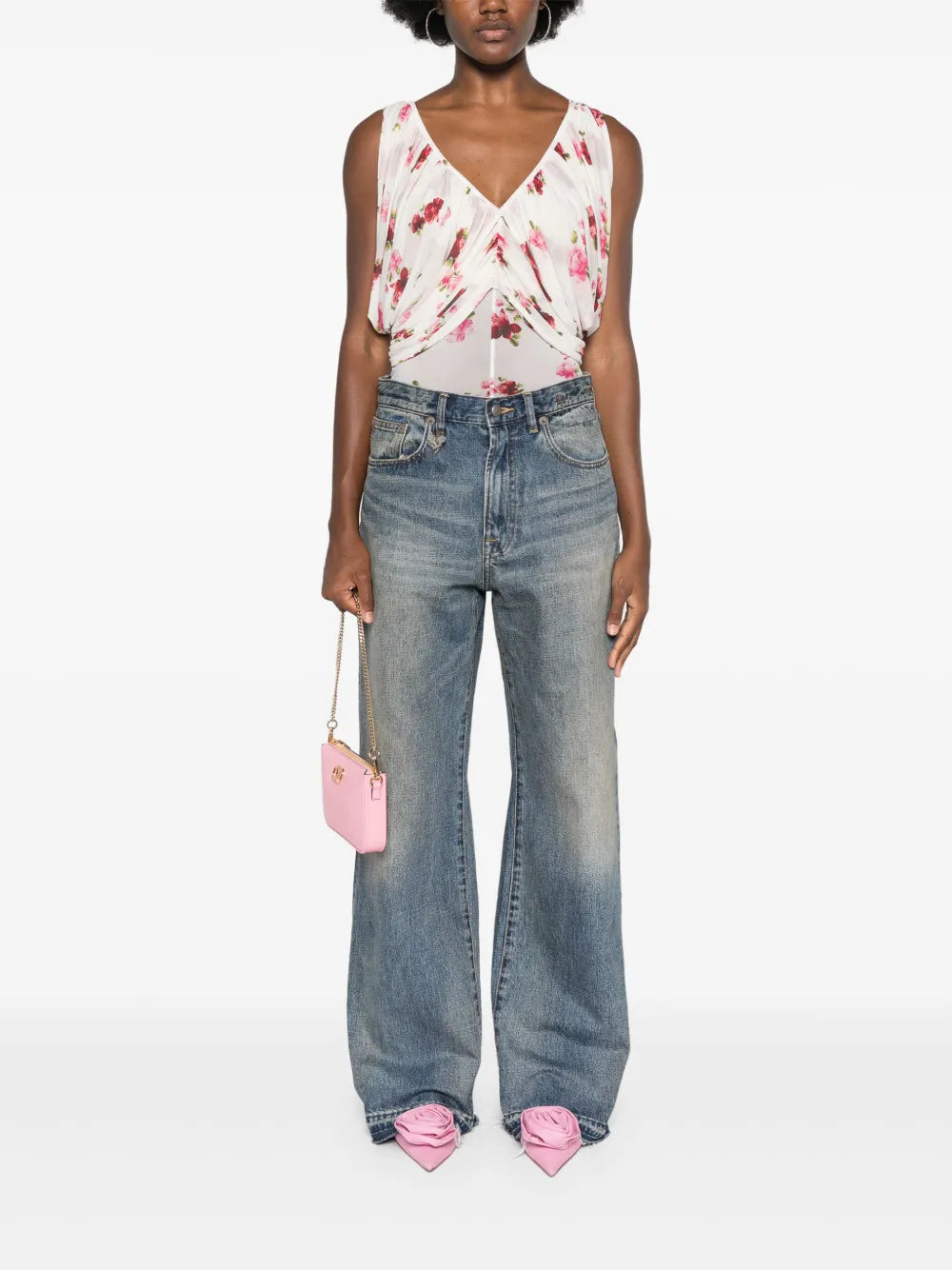 V-Neck Ruched Bodysuit