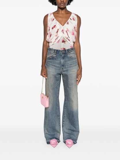 V-Neck Ruched Bodysuit