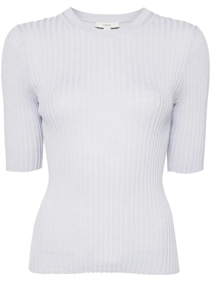 Snap Elbow-Sleeve Knitted Top