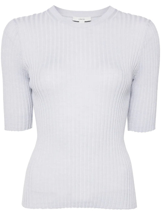 Snap Elbow-Sleeve Knitted Top