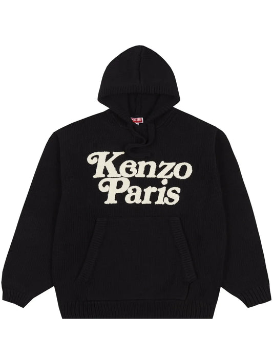 Intarsia-Knit "Black" Hoodie
