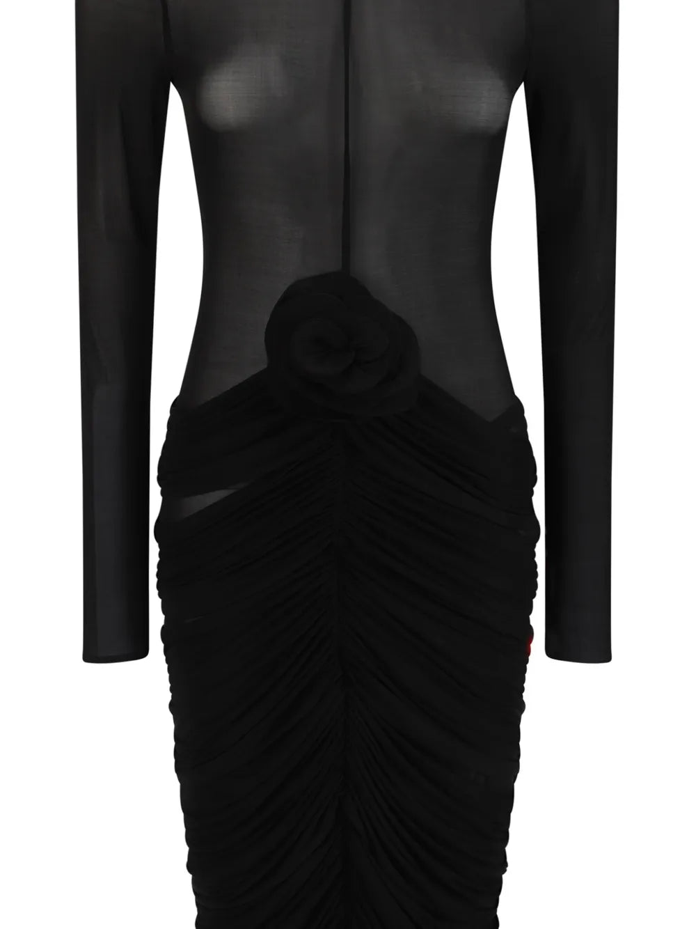 Sheer High-Neck Midi Dress