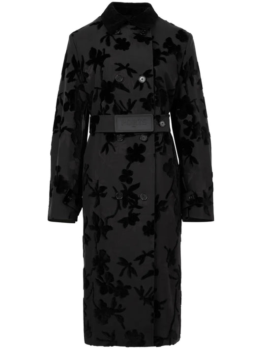 Floral-Print Trench Coat