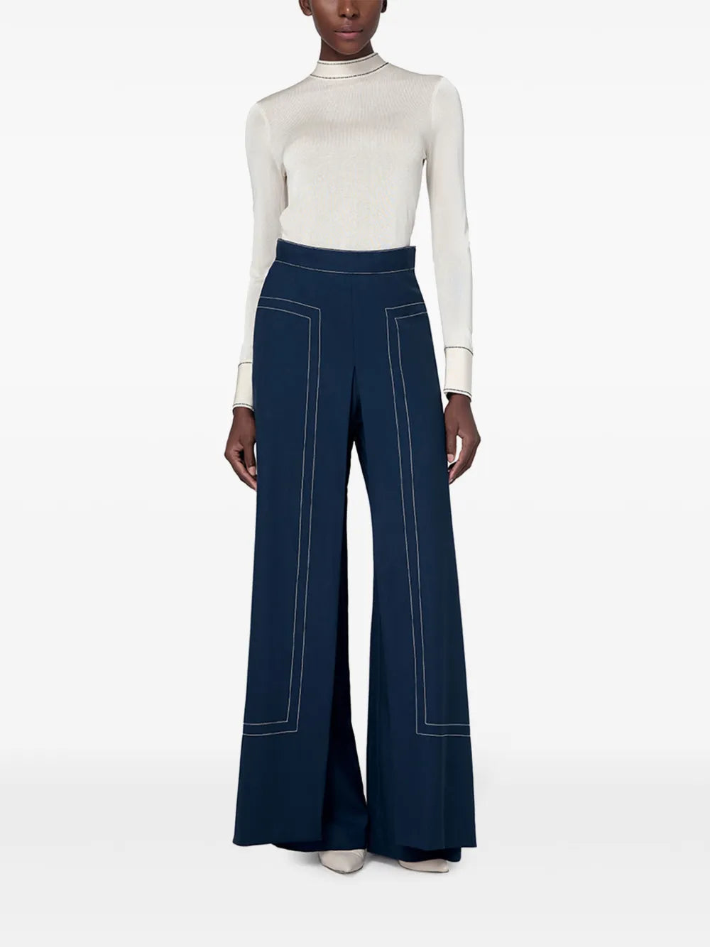 Contrast-Stitching Trousers