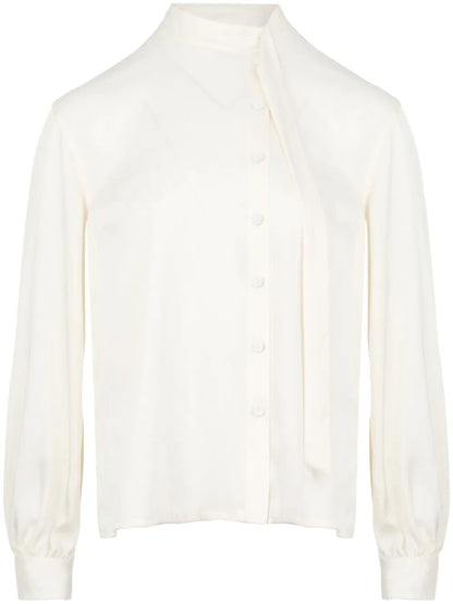 Scarf-Detail Long-Sleeve Shirt