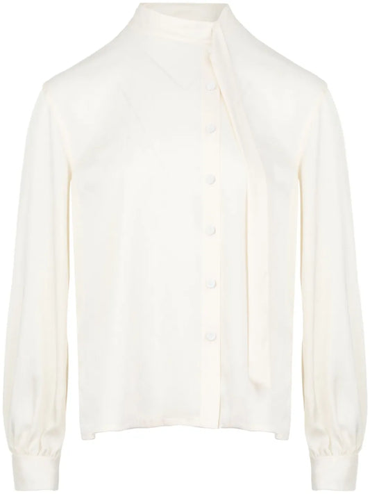 Scarf-Detail Long-Sleeve Shirt