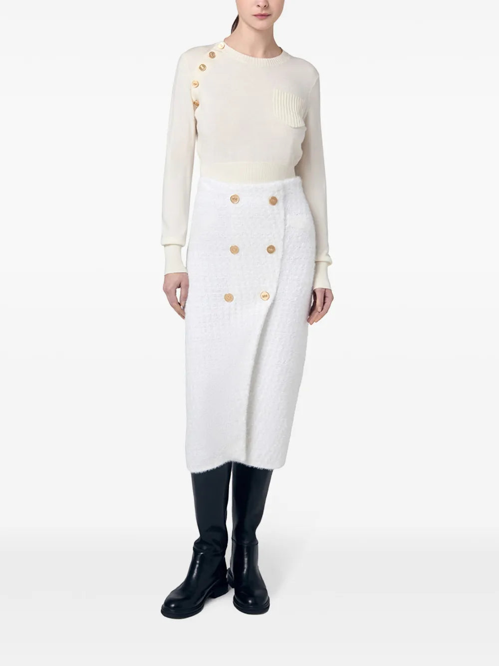 Logo-Button Wool Jumper
