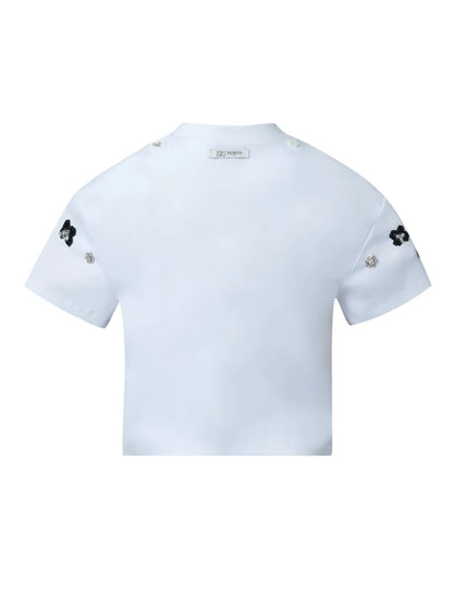 Swarovski-Embellished Crystal Flower T-Shirt