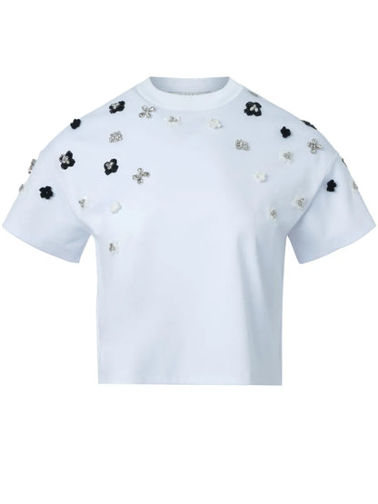 Swarovski-Embellished Crystal Flower T-Shirt