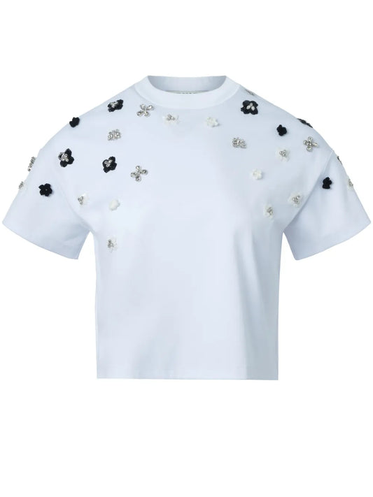 Swarovski-Embellished Crystal Flower T-Shirt